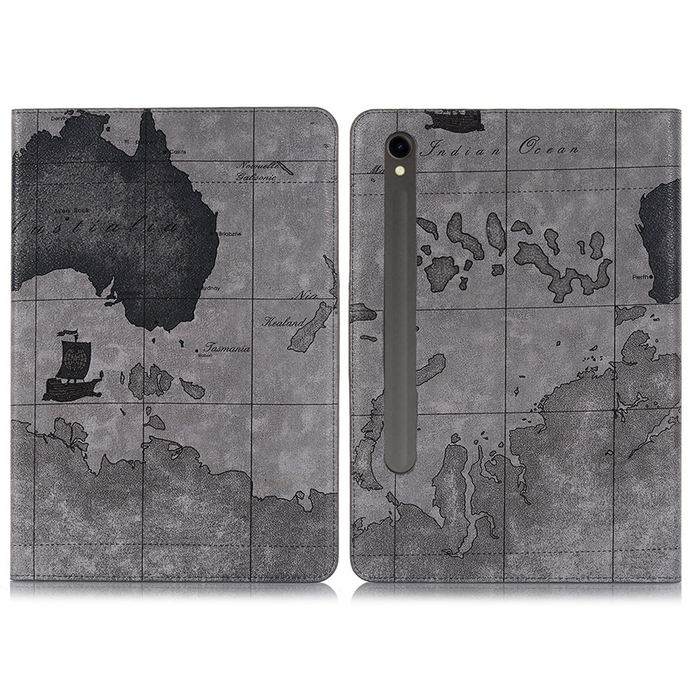 For Samsung Galaxy Tab S9 Wallet Case Map Pattern PU Leather Protective Tablet Cover For Samsung Galaxy Tab S9 Wallet Case Map Pattern PU Leather Protective Tablet Cover
